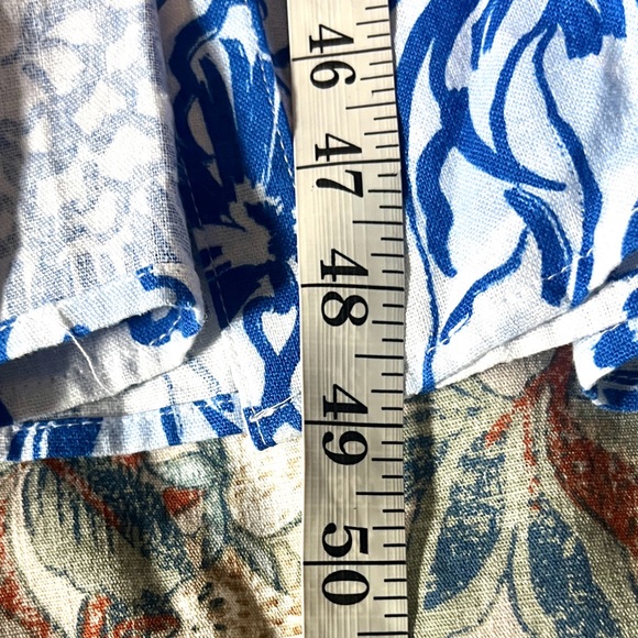 Crown & Ivy, Blue Floral Button Front Puff Sleeve, Shirt Dress,Pockets, Size M/L - Picture 11 of 16